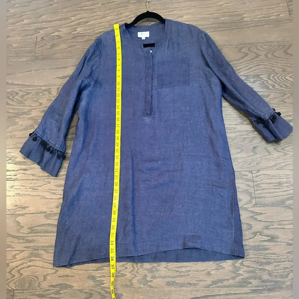 CJ Laing Navy Linen Tunic Dress Cover Up Size XL - Picture 7 of 11